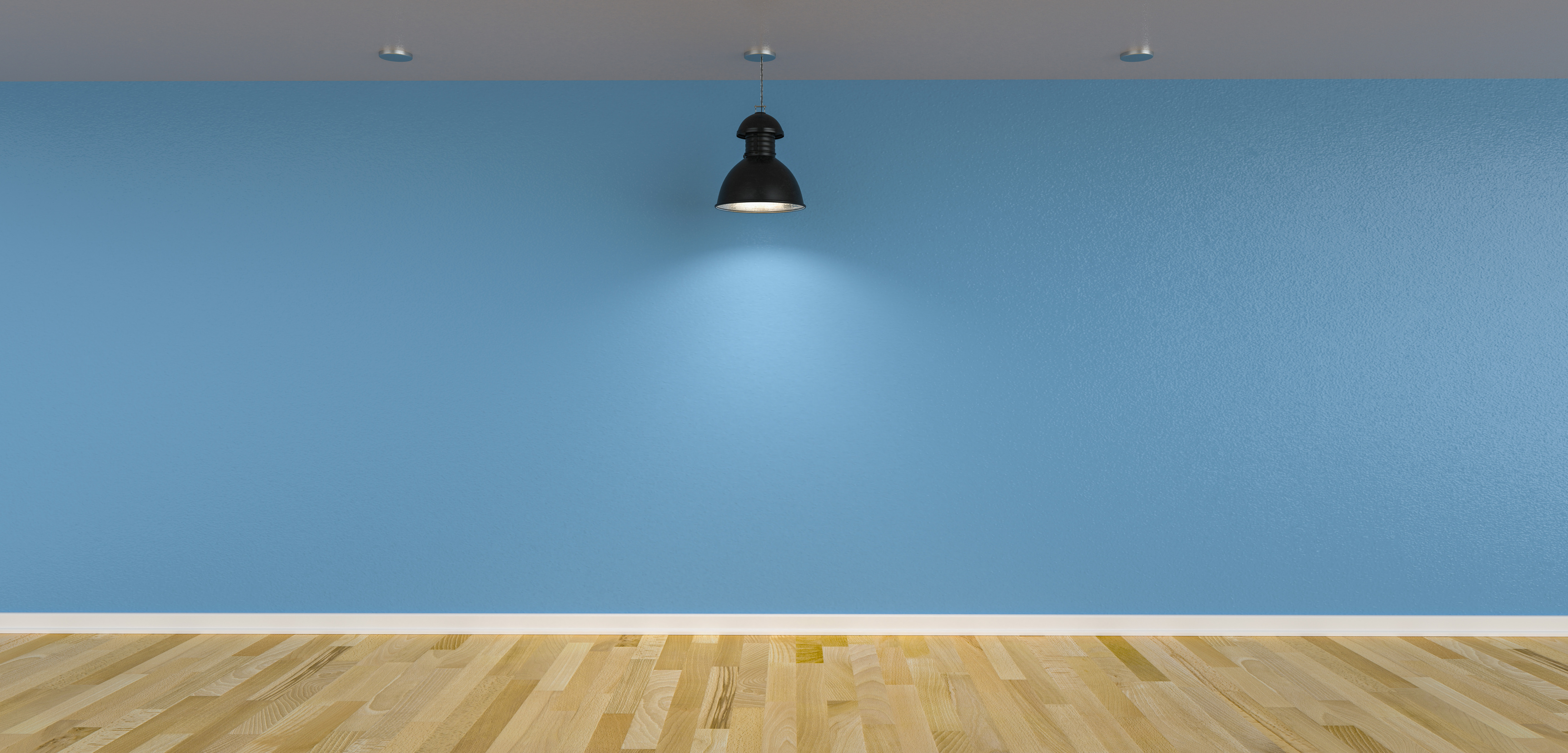 Empty Room with Blue Wall and Light Mockup